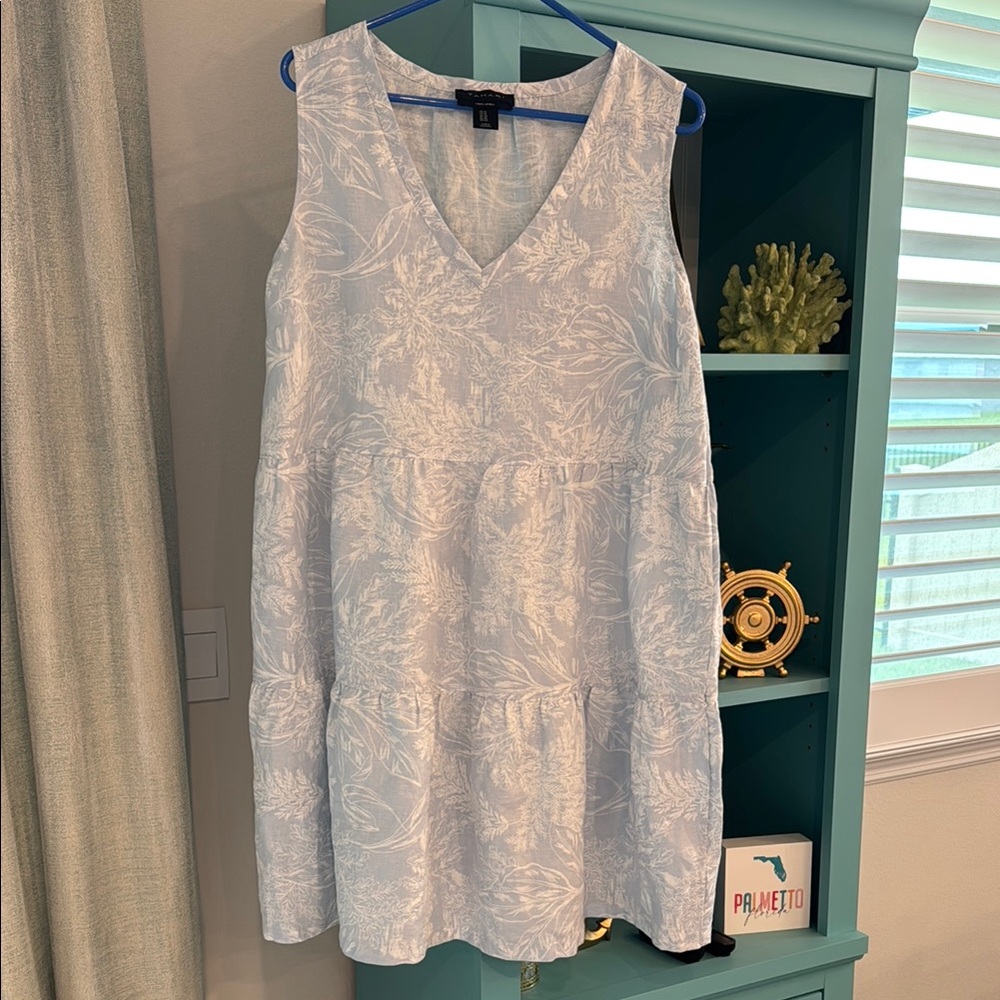 Tahari Light Blue LinenDress 1X